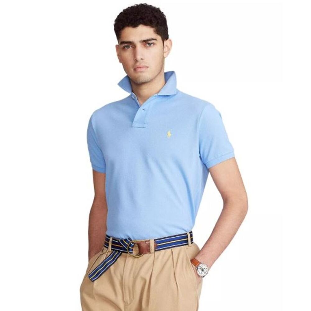 POLO By Ralph Lauren Custom Slim Fit Mesh Polo Shirt Cabana Blue Men's Size XL